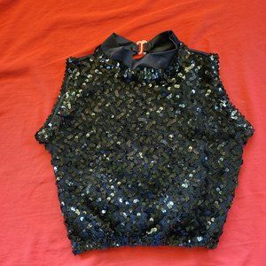 Jazz Sequin Halter Top Costume, Stretchy, for Dance or Formal Wear